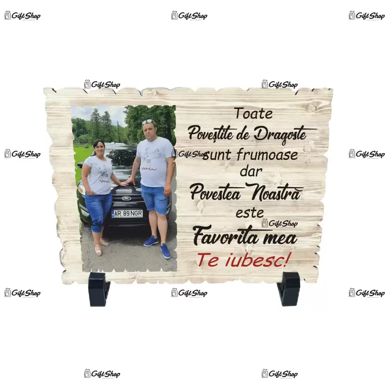 .placheta lemn personalizata cu poza si mesaj dimensiune 195x285 mm